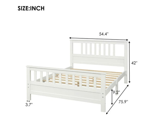 Euroco Wood Platform Bed With Headboard and Footboard, Full Size (White)- NEW IN BOX!!!!