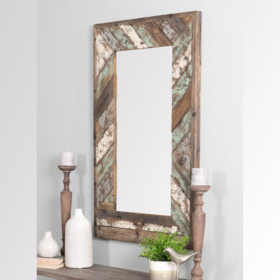 Aspire Home Accents Brogan Distressed Wood Slat Wall Mirror, Multi-colored, 43" x 26"**New in box**
