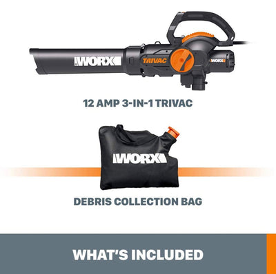 WORX 12 Amp TRIVAC 3-in-1 Electric Leaf Blower/Mulcher/Yard Vacuum- NEW IN BOX!!!!
