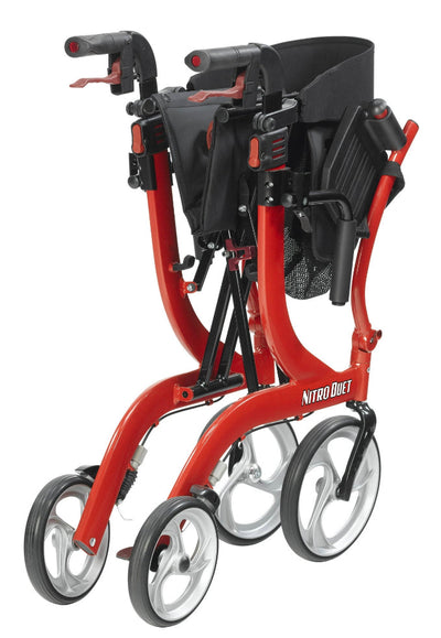 Drive Nitro Duet 4 Wheel Rollator/ Transport Chair, Red!! NEW OUT OF BOX!!