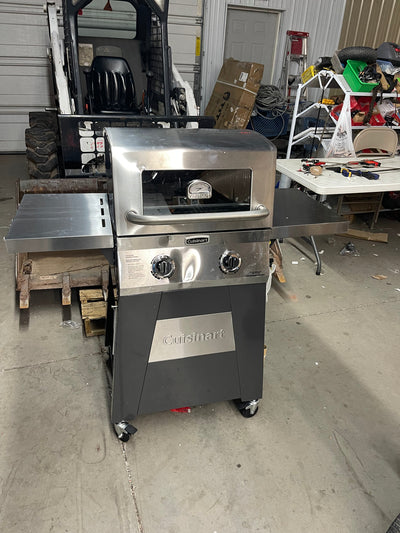 The Big Catch proudly presents -   FRANKENGRILL !  it’s a brand new Cuisinart 2 burner stainless steel grill with pathetic little universal burner knobs that we installed since the original ones were missing