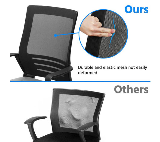 Smilemart Adjustable Midback Ergonomic Mesh Swivel Office Chair with Lumbar Support, Gray Seat- NEW AND ASSEMBLED!!!