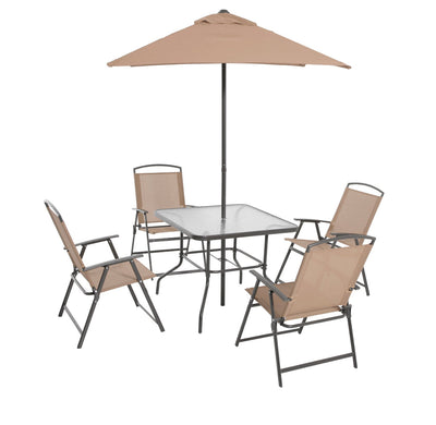 Mainstays Albany Lane 6 Piece Outdoor Patio Dining Set, Tan!! NEW IN BOX!!