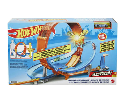 Hot Wheels Massive Loop Mayhem Track Set with 28-In Wide Track Loop & 1 Car- NEW IN BOX!!!