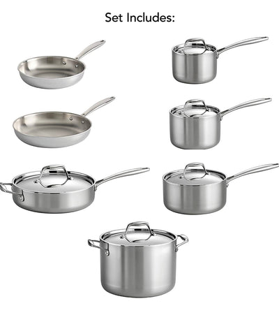 Tramontina 80116/249DS Gourmet Stainless Steel Induction-Ready Tri-Ply Clad 12-Piece Cookware Set, NSF-Certified, Made in Brazil!