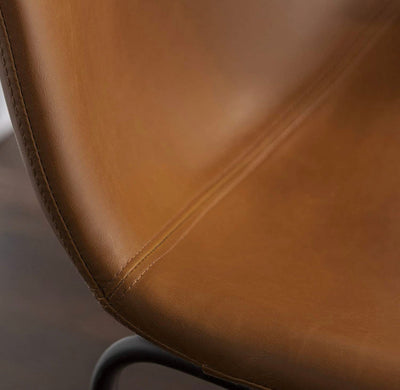 Walker Edison Douglas Urban Industrial Faux Leather Armless Bar Chairs, Set of 4, Whiskey Brown- NEW IN 2 BOXES!!!!