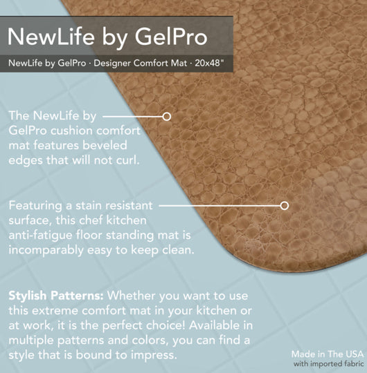 New Life by GelPro Anti-Fatigue Comfort Mat 20 x 48 Pebble Caramel- NEW IN PLASTIC!!!