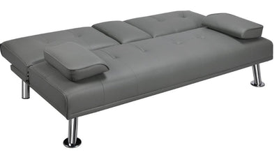 YaheeTech Modern Faux Leather Futon Sofa Bed Home Recliner Couch, Gray!! NEW IN BOX!!
