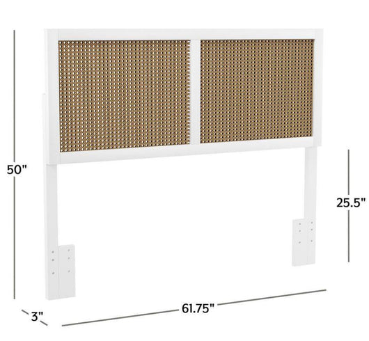 Hillsdale Furniture Serena Wood and Cane Panel Full/Queen Headboard, White!! NEW IN BOX!!