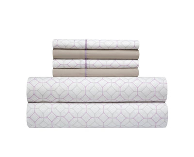 Casa 7-Piece Lavender 100% Polyester Fill Bed in a Bag Comforter Set with Sheets, King- NEW!