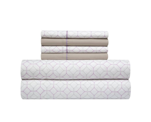 Casa 7-Piece Lavender 100% Polyester Fill Bed in a Bag Comforter Set with Sheets, King- NEW!