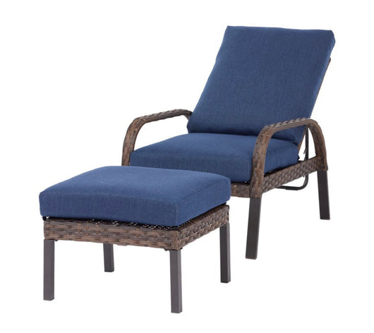 Mainstays Tuscany Ridge Wicker Reclining Chaise Lounge with Ottoman, Blue- NEW IN BOX!!!!