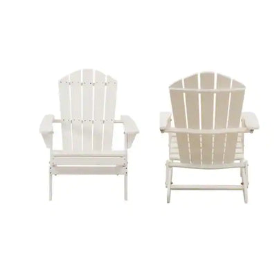 Hampton Bay Acacia Classic White Folding Wooden Outdoor Adirondack Chair (2-Pack)**New in Box**