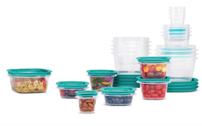 Rubbermaid Flex and Seal Set of 21 Variety Food Storage Containers, Teal Lids- BRAND NEW (Missing 1 Lid!!!)