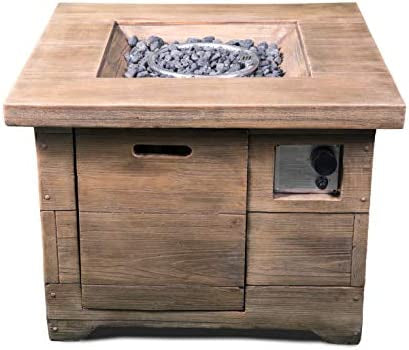 Rustic Modern Design This faux wood finished, gas firepit in contemporary white oak finish-Hanie Design Brunswick model - new in the box