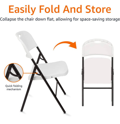 Amazon Basics Folding Plastic Chair, 350-Pound Capacity, White, 6-Pack- NEW IN BOX!!!
