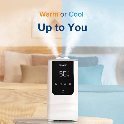 LEVOIT OasisMist Smart Cool and Warm Mist Humidifiers for Bedroom Large Room Home, Auto Customized Humidity, Ultrasonic Top Fill Oil Diffuser for Baby and Plants, Quiet, 4.5L, White**New in box**