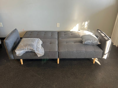 Yaheetech Futon Sofa Bed with USB Ports,Fabric Tufted Split-Back Daybed, Dark Gray!! NEW AND ASSEMBLED!!