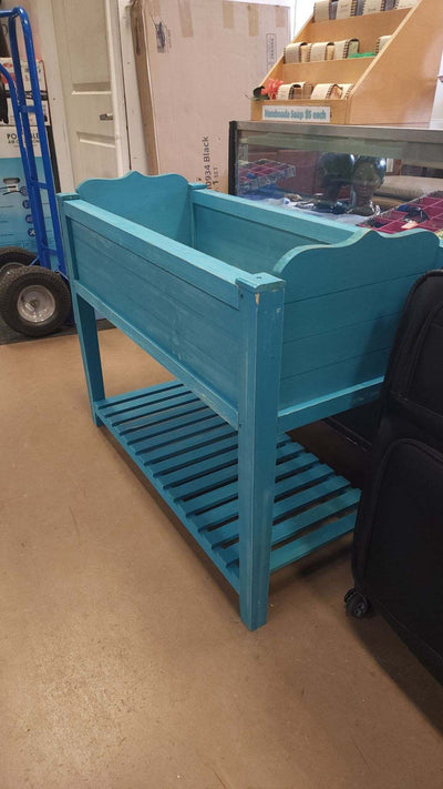 The Pioneer Woman Blue Wood Raised Garden Bed, 40.2" L x 18.2" W x 32" H (new and assembled but has some small scratches)