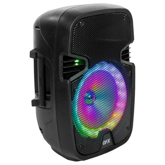 QFX Portable Bluetooth Loudspeaker, 8-Inch Tall, Includes PA System with Remote and Microphone, Black**New in Box**