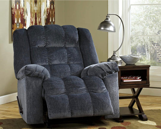 Signature Design by Ashley Ludden Ultra Plush Tufted Manual Rocker Recliner, Dark Blue!! NEW AND FULLY ASSEMBLED!!