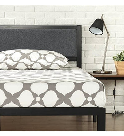 ZINUS Korey Metal Platform Bed Frame with Upholstered Headboard / Wood Slat Support / No Box Spring / Easy Assembly, King**New in box**