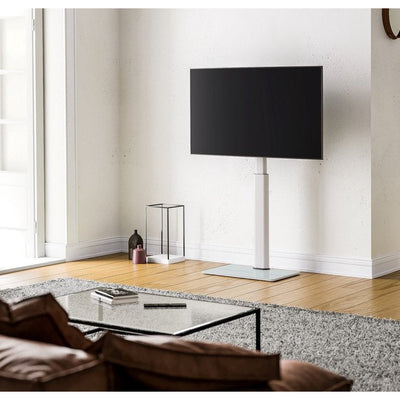 FITUEYES TV Stand with Wheels and Wooden Base for TVs up to 60", White**New in box**