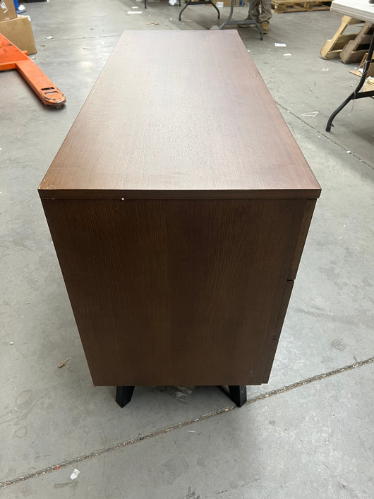 Modway Kali Mid-Century Modern Wood Dresser in Walnut!! NEW AND ASSEMBLED, DAMAGED FROM SHIPPING BUT DRESSER STILL STRUCTURALLY SOUND!!