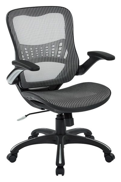Office Star Ventilated Manager's Office Desk Chair with Breathable Mesh Seat and Back, Black Base, Grey**New and assembled**