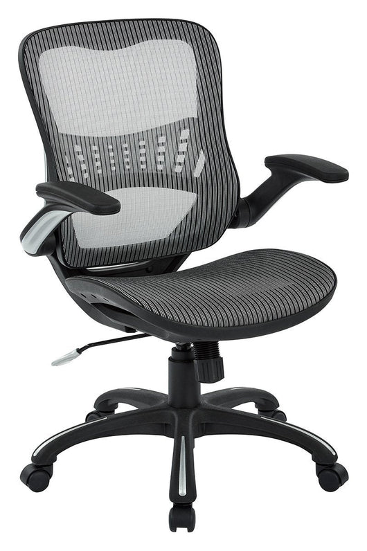 Office Star Ventilated Manager's Office Desk Chair with Breathable Mesh Seat and Back, Black Base, Grey**New and assembled**