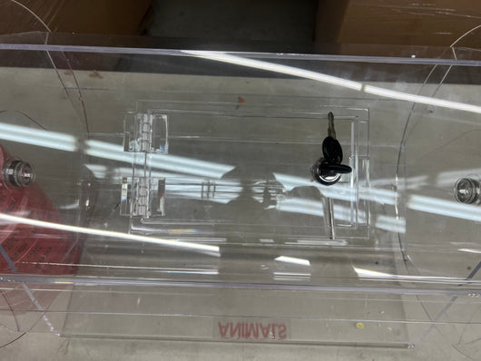 Midway Monsters Large Acrylic Raffle Drum with 10,000 Free Raffle Tickets- NEW OUT OF BOX (handle cracked off from shipping, still functions properly)