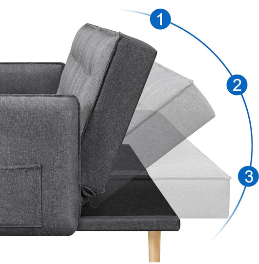 Yaheetech Futon Sofa Bed with USB Ports,Fabric Tufted Split-Back Daybed, Dark Gray!! NEW AND ASSEMBLED!!