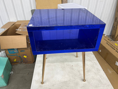 Anysun Mirrored End Table, Blue- NEW AND ASSEMBLED!!! (Minor scratches from shipping, protective plastic is still on)