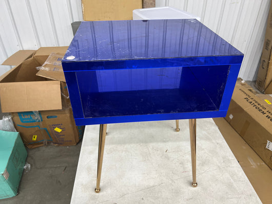 Anysun Mirrored End Table, Blue- NEW AND ASSEMBLED!!! (Minor scratches from shipping, protective plastic is still on)