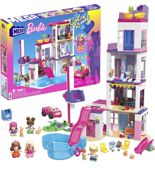 Mega Barbie Color Reveal Building Toys Dreamhouse with 30+ Surprises, 5 Micro Dolls and 6 Pets, Ages 4 and up- NEW IN BOX!!!!