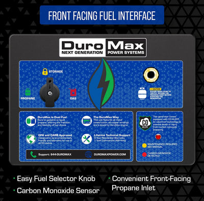 DuroMax XP12000HX Dual Fuel Portable Generator-12000 Watt Gas or Propane Powered Electric Start w/CO Alert, 50 State Approved, Blue- new in box