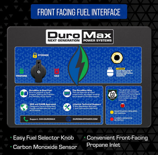 DuroMax XP12000HX Dual Fuel Portable Generator-12000 Watt Gas or Propane Powered Electric Start w/CO Alert, 50 State Approved, Blue- new in box