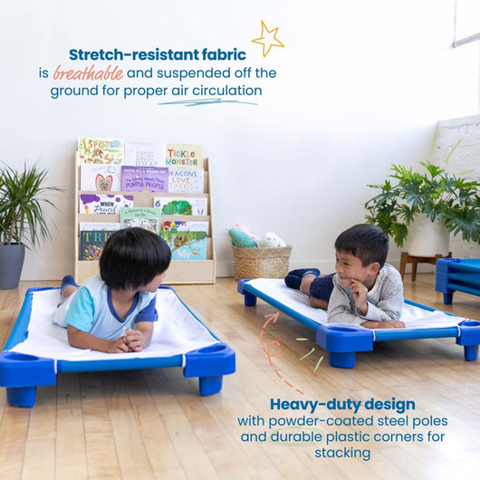 ECR4Kids Stackable Kiddie Cot, Children?s Naptime Cot, Ready-to-Assemble, 6-Pack - Blue**New in Box**