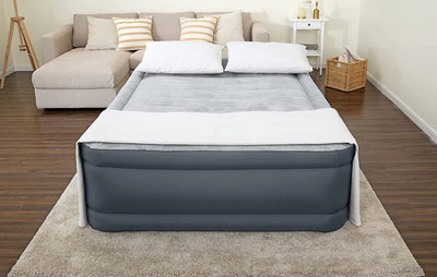 SLEEPLUX Queen Air Mattress | Supersoft Snugable Top, Extra Durable Tough Guard with Built-in Pillow | Raised 22" Airbed with Built in Pump + USB Charger, Grey (69093E)- new in box