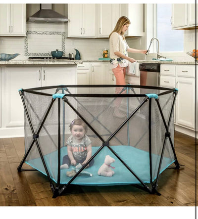 Regalo My Play® Portable Play Yard Indoor and Outdoor, Washable, Aqua, 6-Panel**New in box**