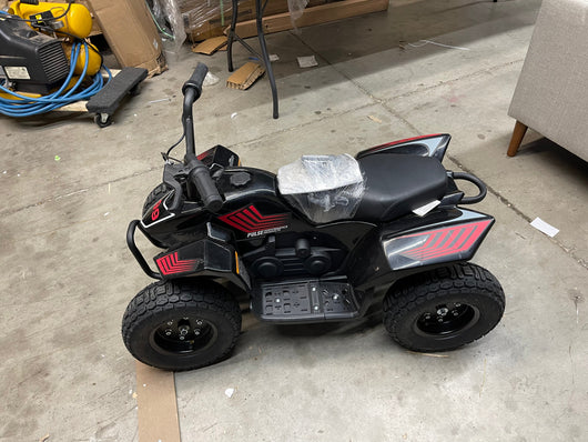 Pulse Performance Products, ATV Electric Quad, Ages 8+, 12V battery, 10 MPH, Puncture Proof Tires, hand Brake, 40 Min. Ride Time- new and assembled