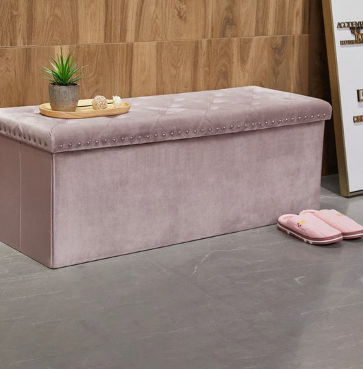 PINPLUS 43.3" Velvet Ottoman Storage, Purple- NEW WRAPPED IN PLASTIC!!!!