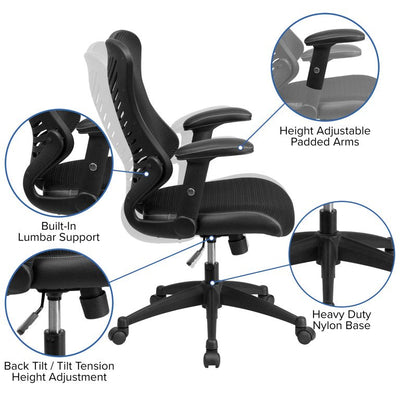 Flash Furniture High Back Designer Black Mesh Executive Swivel Ergonomic Office Chair with Adjustable Arms**New and assembled**