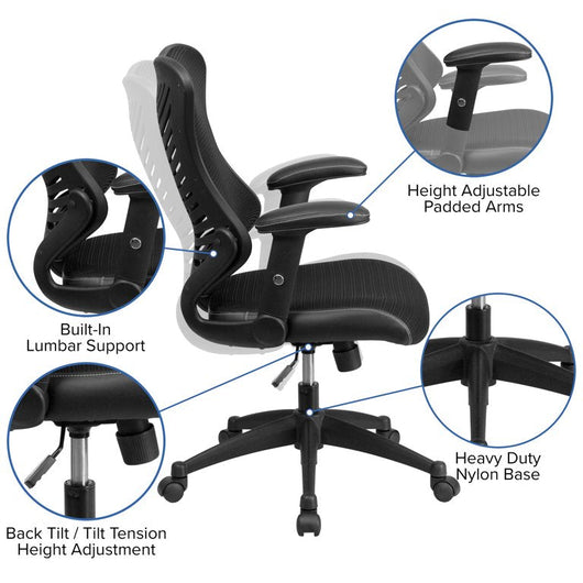 Flash Furniture High Back Designer Black Mesh Executive Swivel Ergonomic Office Chair with Adjustable Arms**New and assembled**
