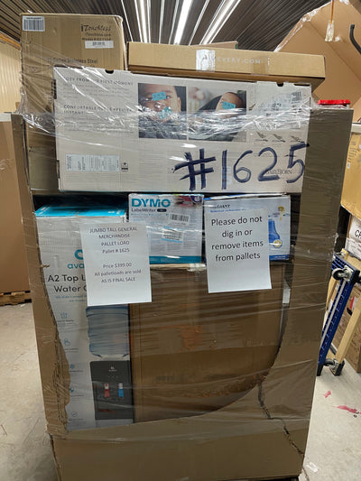 Jumbo huge liquidation pallet- over 7 ft tall ! Pallet number 1625