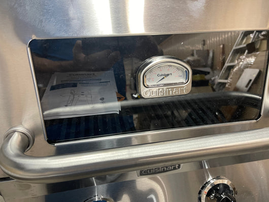 The Big Catch proudly presents -   FRANKENGRILL !  it’s a brand new Cuisinart 2 burner stainless steel grill with pathetic little universal burner knobs that we installed since the original ones were missing