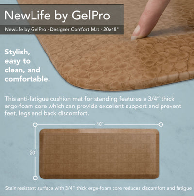 New Life by GelPro Anti-Fatigue Comfort Mat 20 x 48 Pebble Caramel- NEW IN PLASTIC!!!