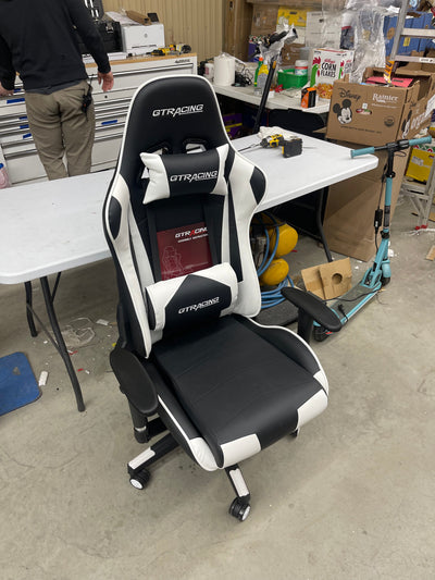 GTRACING Gaming Chair,Game Chair Heavy Duty Computer Desk Chair with Armrests,Racing Style Recliner with Built-in Headrest and Lumbar Support(Black)- new and assembled-