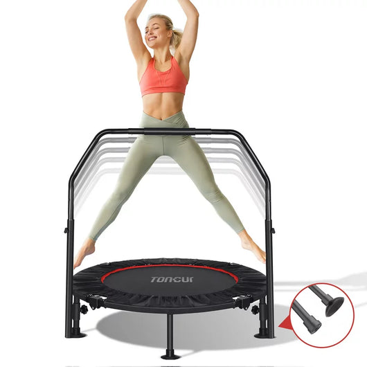 Toncur 40 Inch Mini Trampoline for Adults and Kids - Foldable Exercise Fitness Rebounder Trampoline with 6 Non-Slip Suction Cups for Indoor/Garden/Workout, Max Load **New in box**