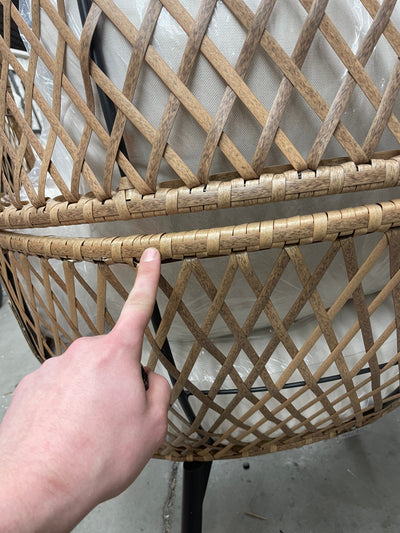 Better Homes & Garden Ventura Steel Stationary Wicker Egg Chair, Off-White/Tan Wicker Wrapping, **NEW AND ASSEMBLED,minor dents from shipping**